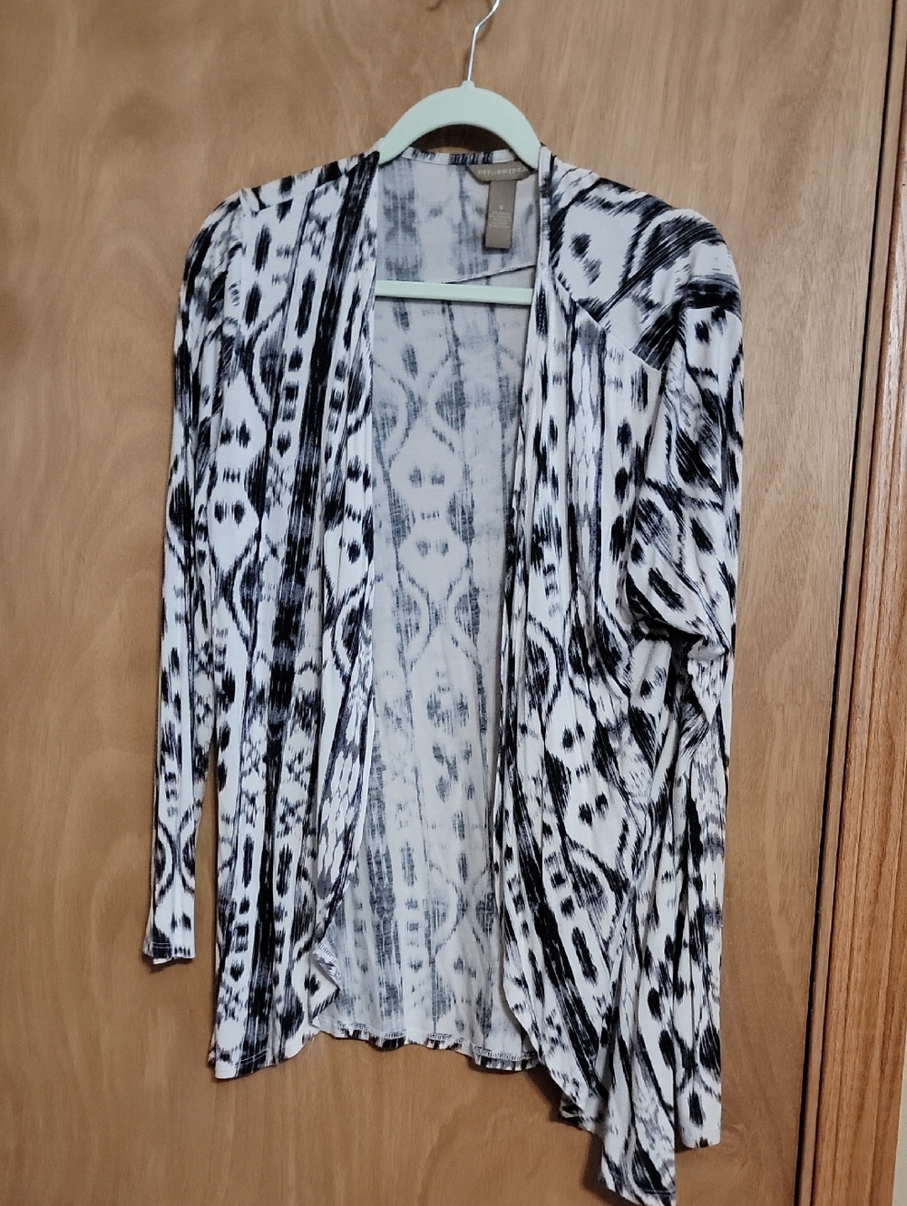 Bit & Bridle Black and White Open-Front Patterned Cardigan
